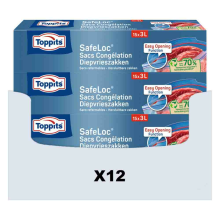 12X Toppits Safeloc Zip Diepvrieszakken 3 liter 15 stuks
