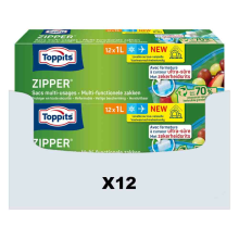 12X Toppits Zipper Multi Functionele Zakken 1 liter 12 stuks