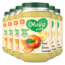 6X Olvarit Fruithapje 6m Appel Banaan Sinaasappel 200 gr