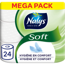 1+1 Gratis: Nalys Soft Hybride Toiletpapier in 80% Recycled Folie 2 laags 24 stuks