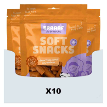 10X Braaaf Hondensnack Sticks Wortel   Sperzieboon   Zalm 85 gr