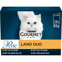 4X Gourmet Perle Kattenvoer Nat Mini Filets Multipack Land Duo in Saus 12 x 85 gr