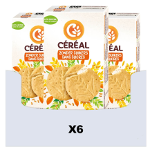 6X Céréal Zandkoekjes Natuur Suikervrij 132 gr