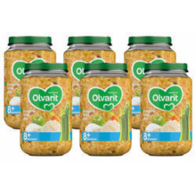 6X Olvarit Maaltijd 8+m Courgette, Witvis & Rijst 200 gr