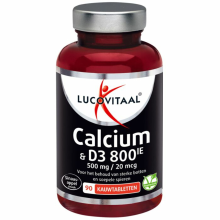 3X Lucovitaal Calcium 500mg + D3 20 mcg Kauwtabletten 90 kauwtabletten
