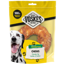 15X Voskes Hondensnack Kauwring Runderhuid met Kip 12,5 cm