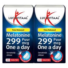 2X Lucovitaal Melatonine Puur 0,299mg Time Released 200 tabletten