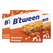 3X Hero B'tween Mueslireep Pindakaas 6x25gr