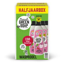 6X Marcel's Green Soap Wasmiddel Patchouli & Cranberry 23 Wasbeurten 1 liter