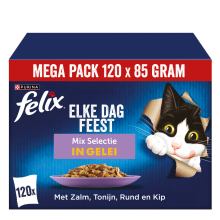 Siemens Felix Kattenvoer Nat Pouch Gelei Mix Elke Dag Feest Multipack 120 x 85 gr