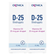 2X Orthica Vitamine D 25 Oliedruppels 15 ml