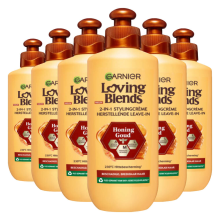 6X Garnier Loving Blends Honing Goud Leave in Crème 200 ml