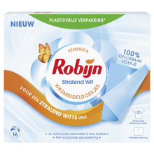5X Robijn Wasmiddeldoekjes Stralend Wit 16 stuks