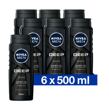 2+2 Gratis: 6x NIVEA Men Douchegel Deep Clean 500 ml