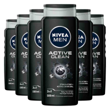 6X NIVEA Men Douchegel Active Clean 500 ml