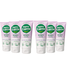 6X Happy Earth Baby & Kids 100% Natuurlijke Crème Olie Wasgel 200 ml