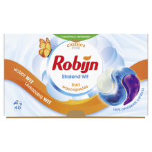 2+3 Gratis: Robijn Wascapsules 3 in 1 Stralend Wit 40 stuks