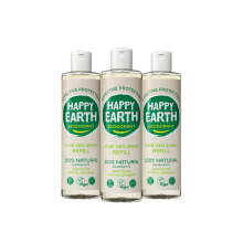 3X Happy Earth 100% Natuurlijke Deo Spray Navulling Unscented 300 ml