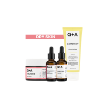 Q+A Dry Skin   Reinigingsbalsem 1x 125 ml & Gezichtsserum 1x 30 ml & Gezichtsolie 1x 30 ml & Dagcrème 1x 50 gr   Pakket
