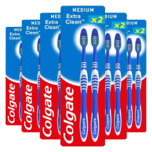 6X Colgate Tandenborstel Extra Clean Medium 2 stuks
