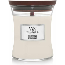 WoodWick Geurkaars Medium White Teak 275 gr