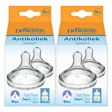 Dr Browns 2x Dr. Browns Options+ Speen Fase 4 Brede Halsfles Transparant 2 stuks