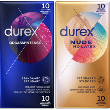 Durex   Orgasm Intense Condooms 10 stuks & Nude No Latex Condooms 10 stuks   Pakket