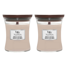 2X WoodWick Geurkaars Medium Vanilla & Sea Salt 275 gr
