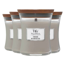 4X WoodWick Geurkaars Medium Fireside 275 gr