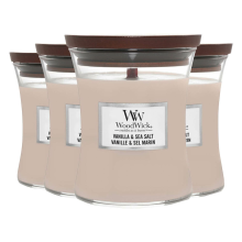 4X WoodWick Geurkaars Medium Vanilla & Sea Salt 275 gr
