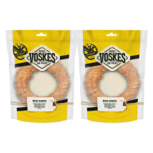 2X Voskes Hondensnack Kauwring Runderhuid met Kip 19 cm