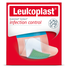 4X Leukoplast Leukomed Sorbact Bacteriënbindende Eilandpleister 5 cm x 7,2 cm 3 stuks