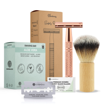 Bamboozy Safety Razor Aluminium Starterkit + Scheerkwast + Scheerzeep Rosé Goud 1 set