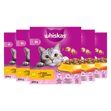 Inventum 5x Whiskas 7+ Adult Katten Droogvoer Kip 800 gr