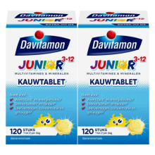 2X Davitamon Junior 3+ Kauwvitamines Banaan 120 kauwtabletten