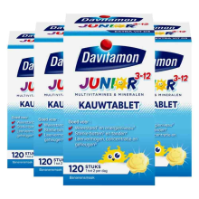 4X Davitamon Junior 3+ Kauwvitamines Banaan 120 kauwtabletten