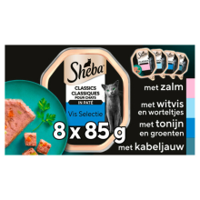 Sheba Adult Kattenvoer Classic Paté Natvoer Vis Kuipjes 8 x 85 gr