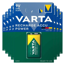 8X Varta Recharge Accu Power Oplaadbare Batterijen 9V 200mAh
