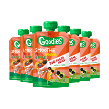 6X Goodies Knijpfruit Smoothie Perzik, Banaan & Appel 100 gr
