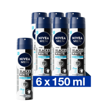 6X NIVEA Men Deodorant Spray Invisible for Black & White Fresh 150 ml
