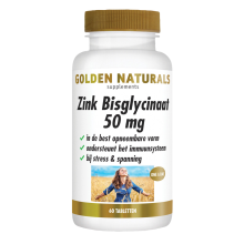 2X Golden Naturals Zink Bisglycinaat 50mg Vegan 60 tabletten