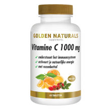 2X Golden Naturals Vitamine C 1000mg Rozenbottel Vegan 60 tabletten