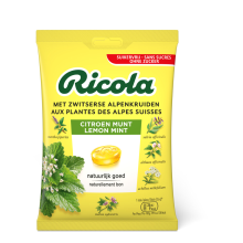 3X Ricola Keelpastilles Citroen Munt Suikervrij Zakje 75 gr