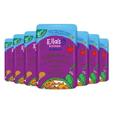 7X Ella's Kitchen Biologisch Maaltijdzakje 10+m Kipkerrie, Sperziebonen & Kokos 190 gr