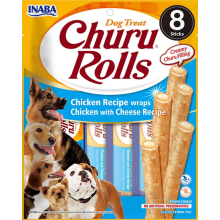 8X Inaba Churu Hondensnacks Rolls Chicken & Cheese Wraps 8 x 20 gr