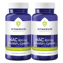2X Vitakruid NAC 600 mg N Acetyl L Cysteïne 60 vegancapsules