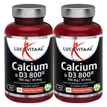 2X Lucovitaal Calcium 500mg + D3 20 mcg Kauwtabletten 90 kauwtabletten