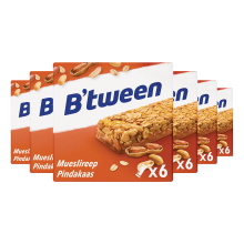 6X Hero B'tween Mueslireep Pindakaas 6x25gr