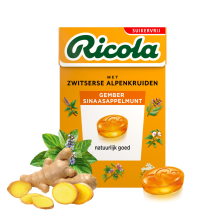 20X Ricola Gember Sinaasappelmunt Suikervrij Doosje 50 gr