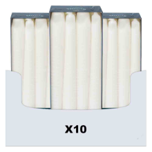 10X SPAAS Dinerkaarsen Wit 23/250 mm ± 8 branduren 8 stuks